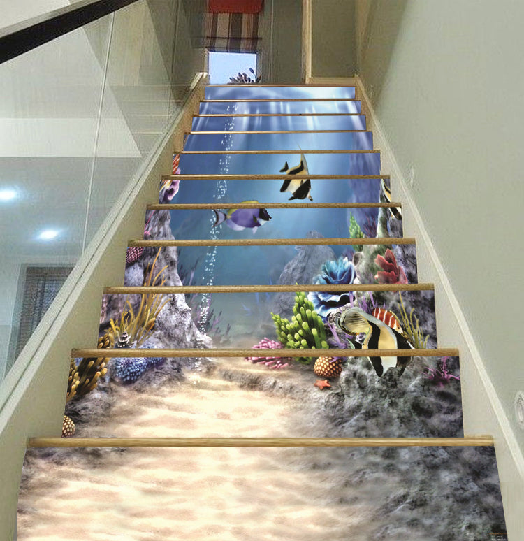 3D Clear Underwater World 173 Stair Risers