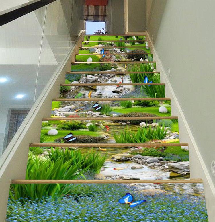3D Beautiful River 76 Stair Risers Wallpaper AJ Wallpaper 