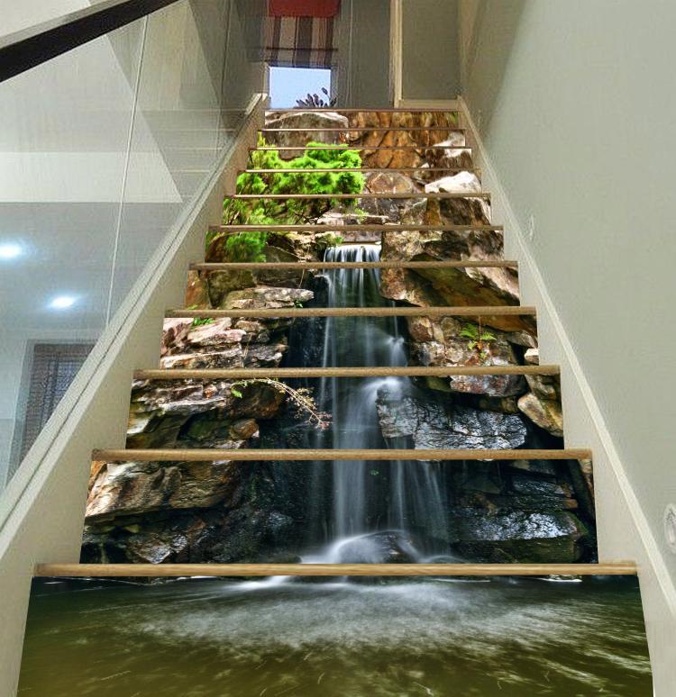 3D Waterfall 4995 Stair Risers Wallpaper AJ Wallpaper 