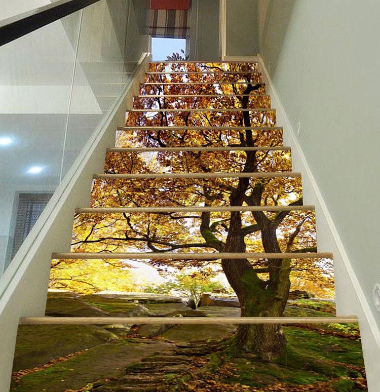 3D Stones Trees 608 Stair Risers Wallpaper AJ Wallpaper 