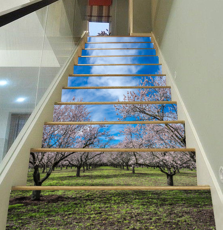 3D Tranquil Peach Blossom Forest 079 Stair Risers