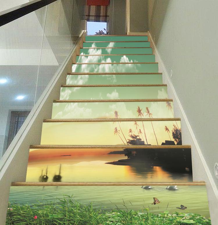 3D Lake 2936 Stair Risers Wallpaper AJ Wallpaper 