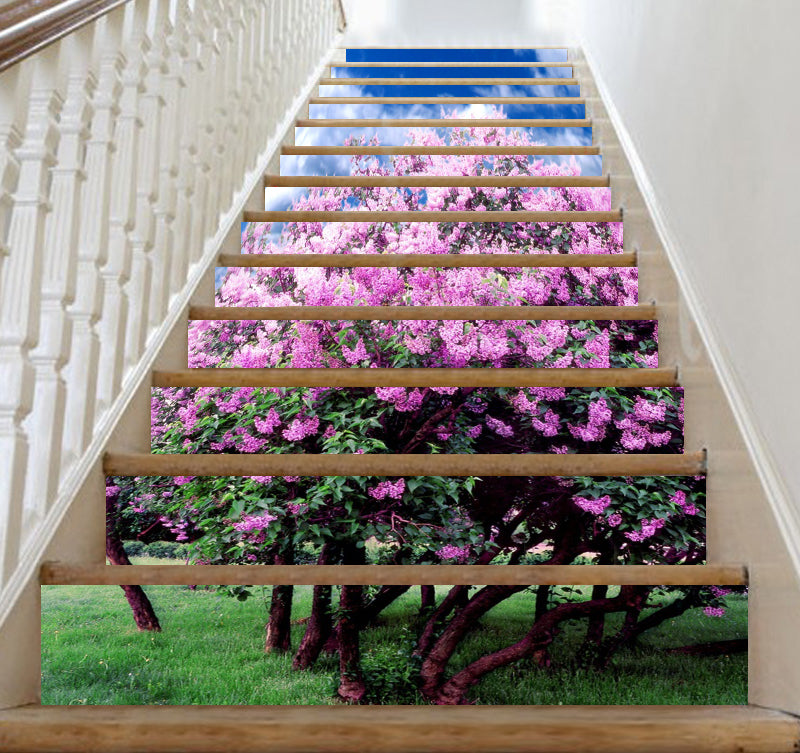 3D Beautiful Pink Trees 076 Stair Risers