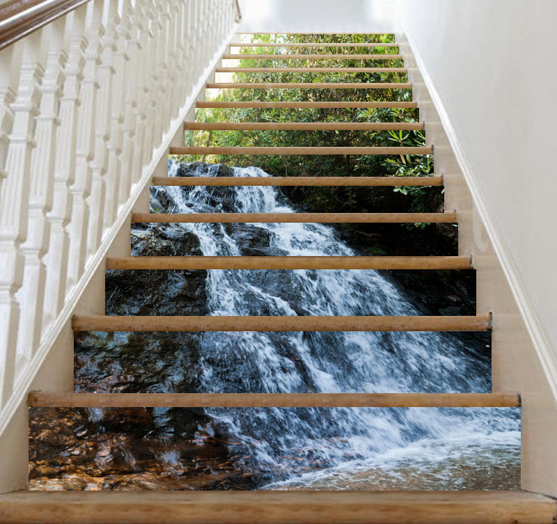 3D Clear Flowing Waterfall 126 Stair Risers