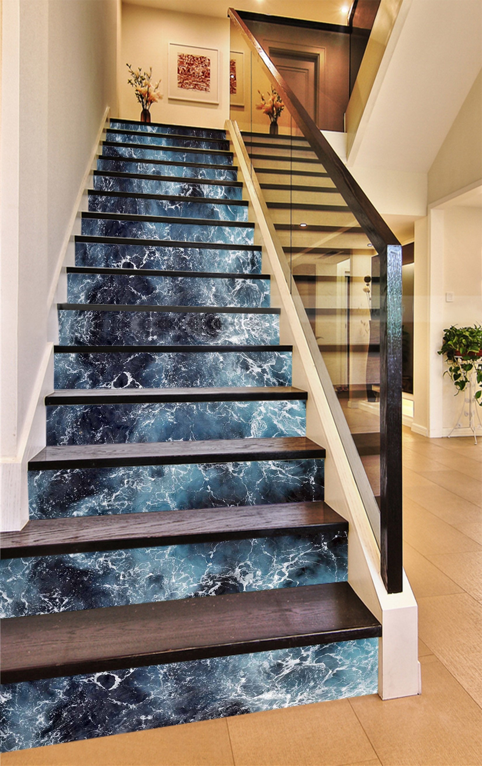 3D Rippling Sea 1406 Stair Risers Wallpaper AJ Wallpaper 