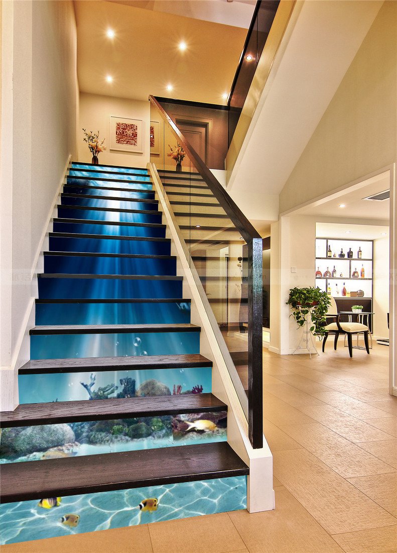 3D Ocean World 55 Stair Risers Wallpaper AJ Wallpaper 