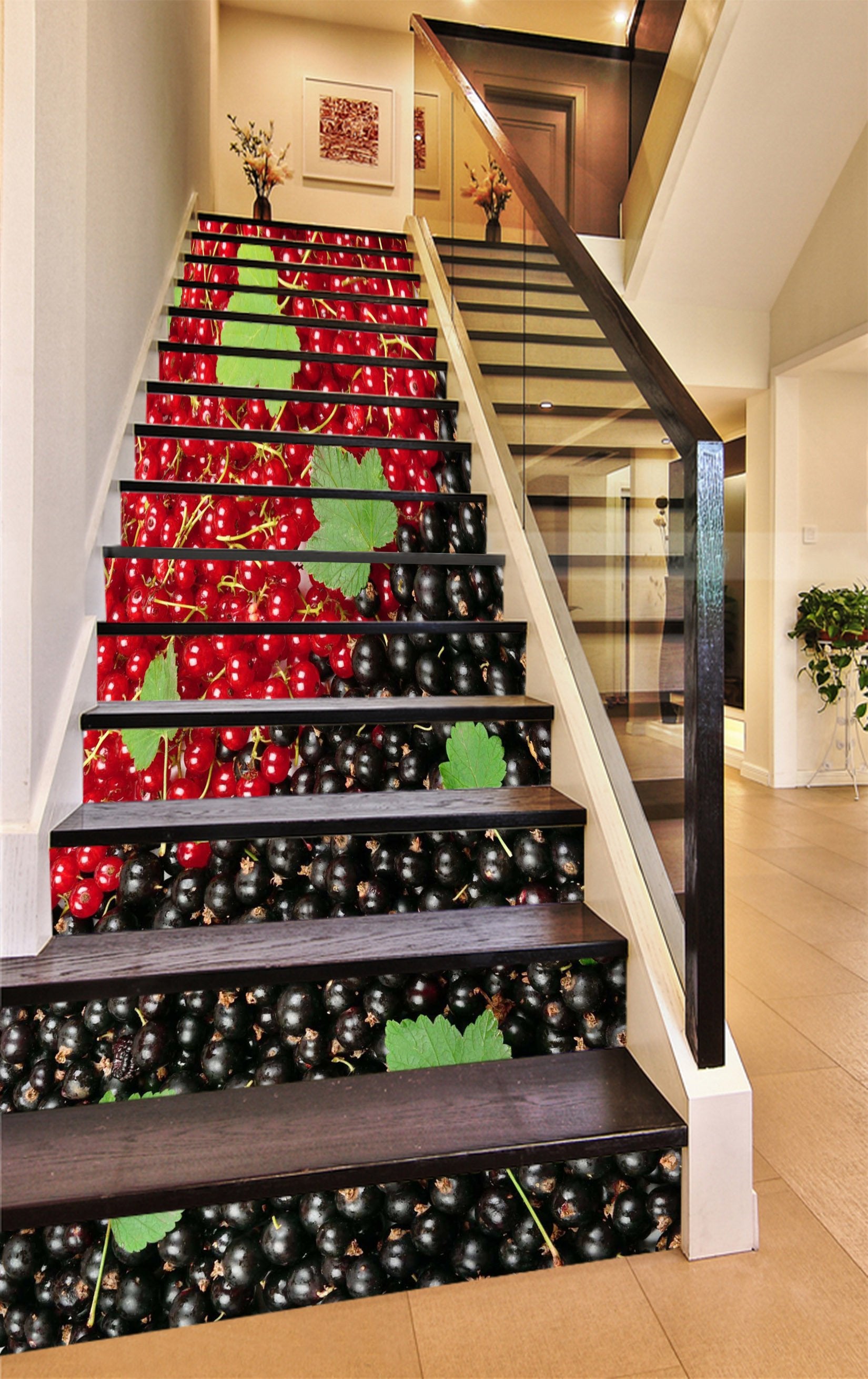 3D Cherries And Leaves 1123 Stair Risers Wallpaper AJ Wallpaper 