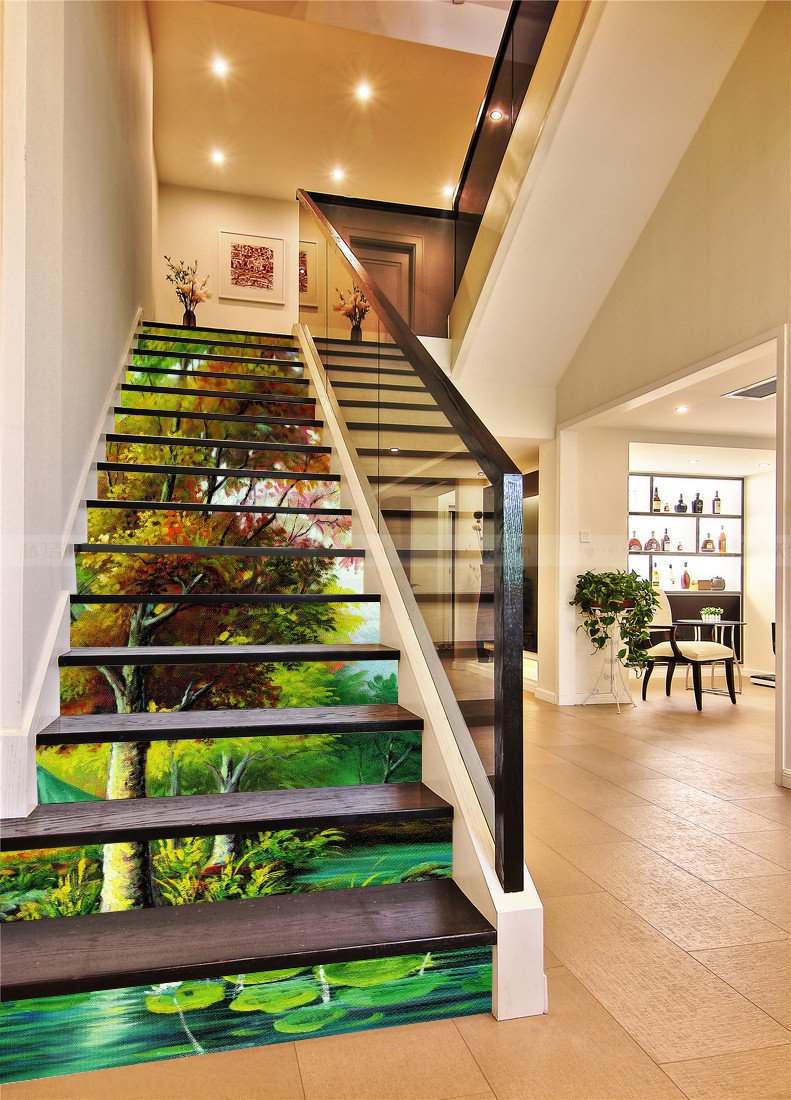 3D Pretty Trees 311 Stair Risers Wallpaper AJ Wallpaper 