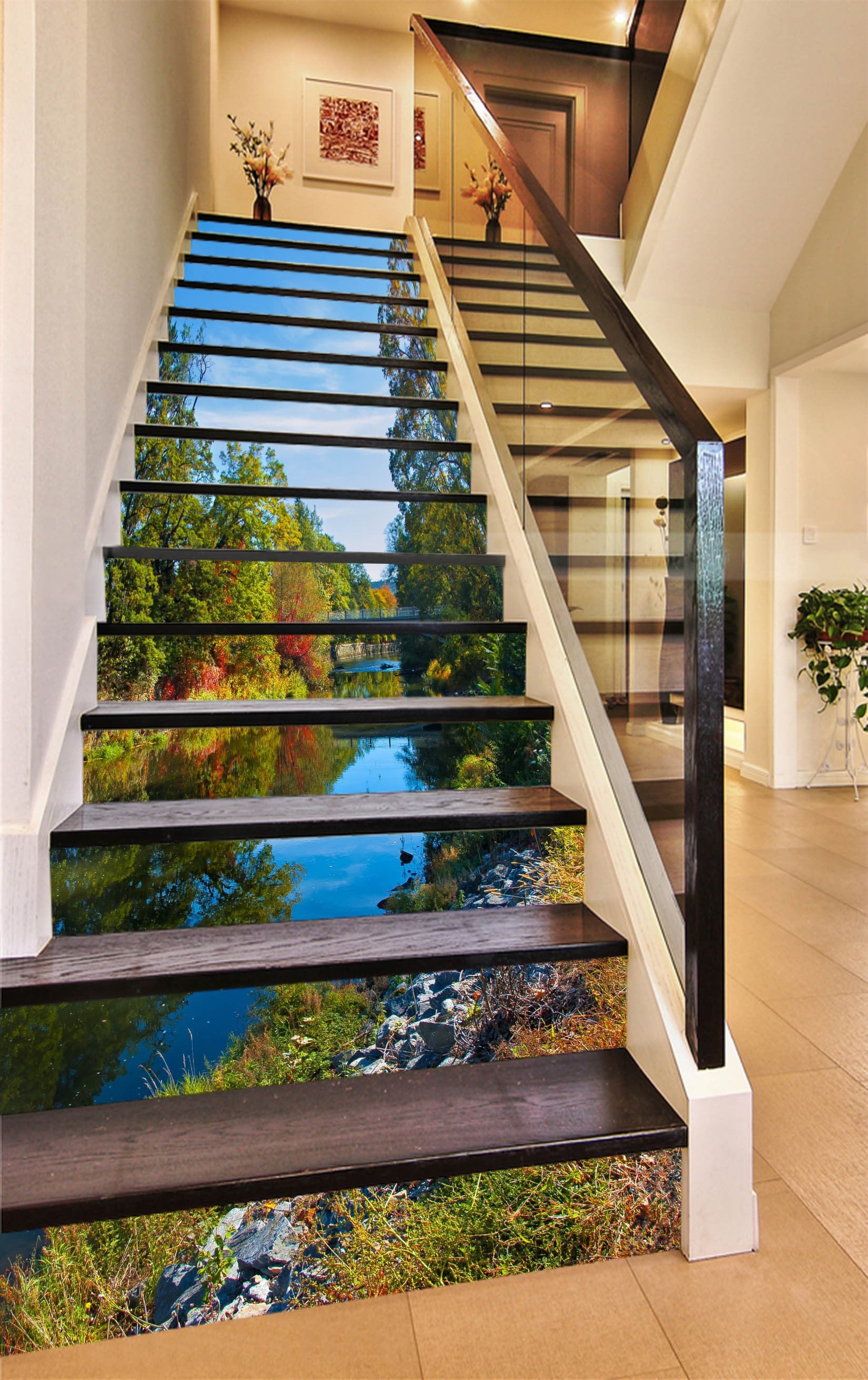 3D Peace River Scenery 1186 Stair Risers Wallpaper AJ Wallpaper 