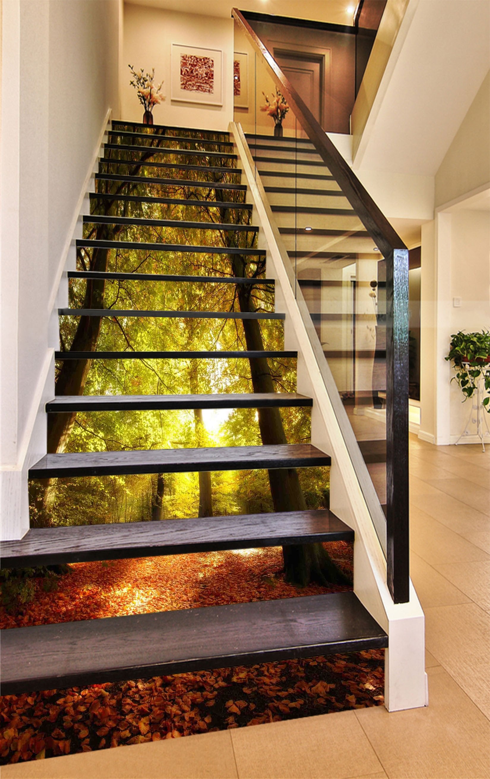 3D Forest Sunshine 1198 Stair Risers Wallpaper AJ Wallpaper 