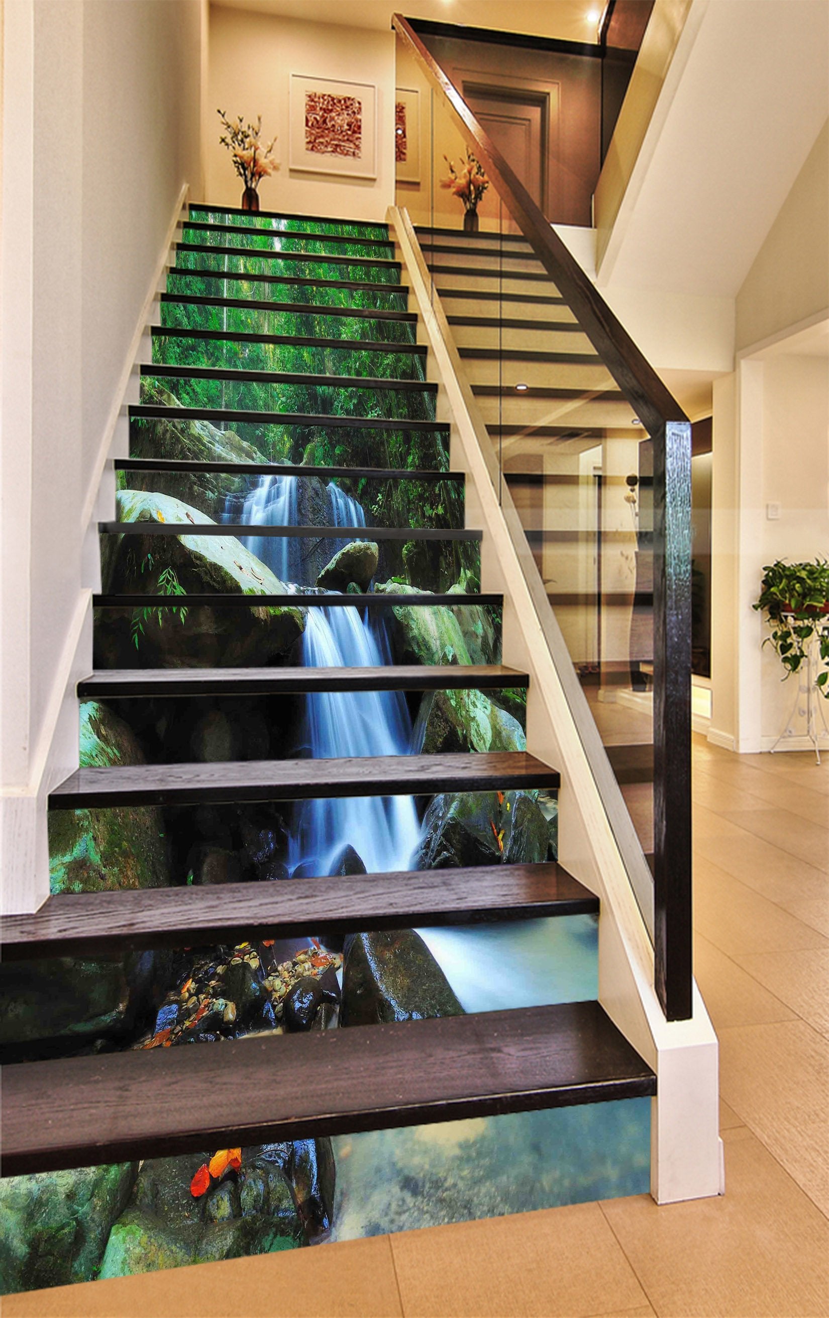 3D Rugged Mountain Streams 1191 Stair Risers Wallpaper AJ Wallpaper 