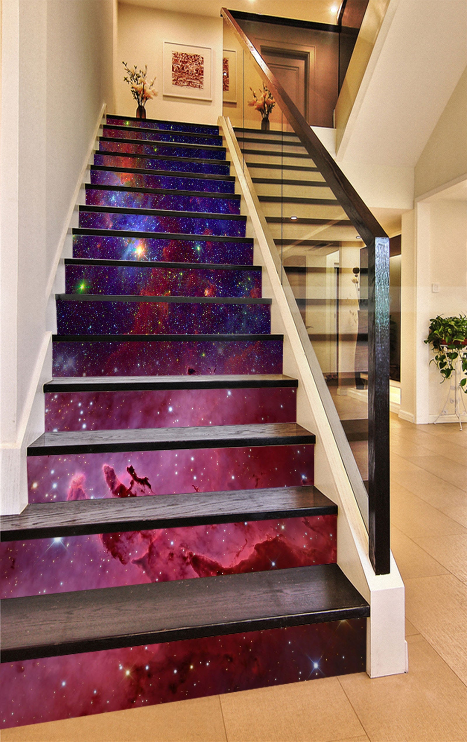 3D Purple Galaxy 177 Stair Risers