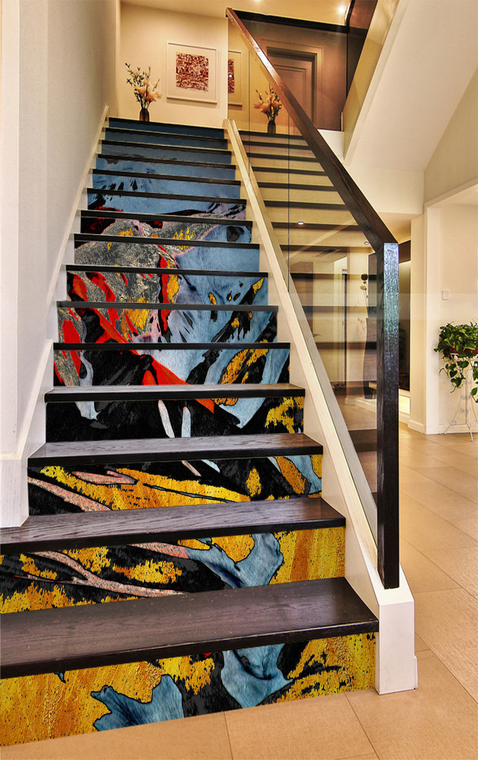 3D Mountains Of Interlaced Colors 563 Stair Risers