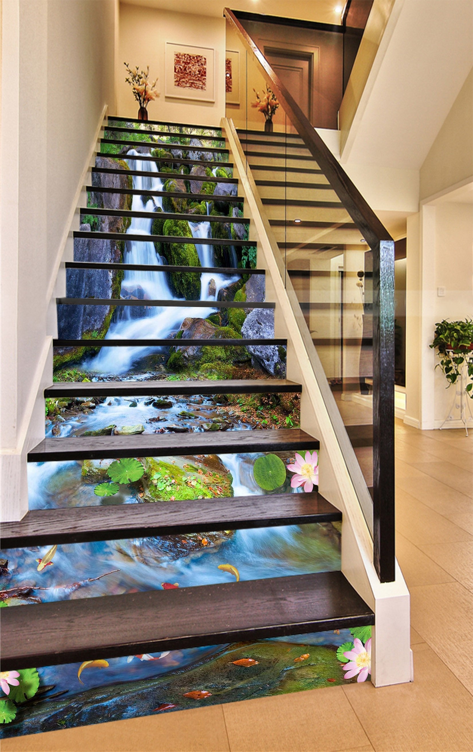 3D Mountain Creek Carps 1424 Stair Risers Wallpaper AJ Wallpaper 