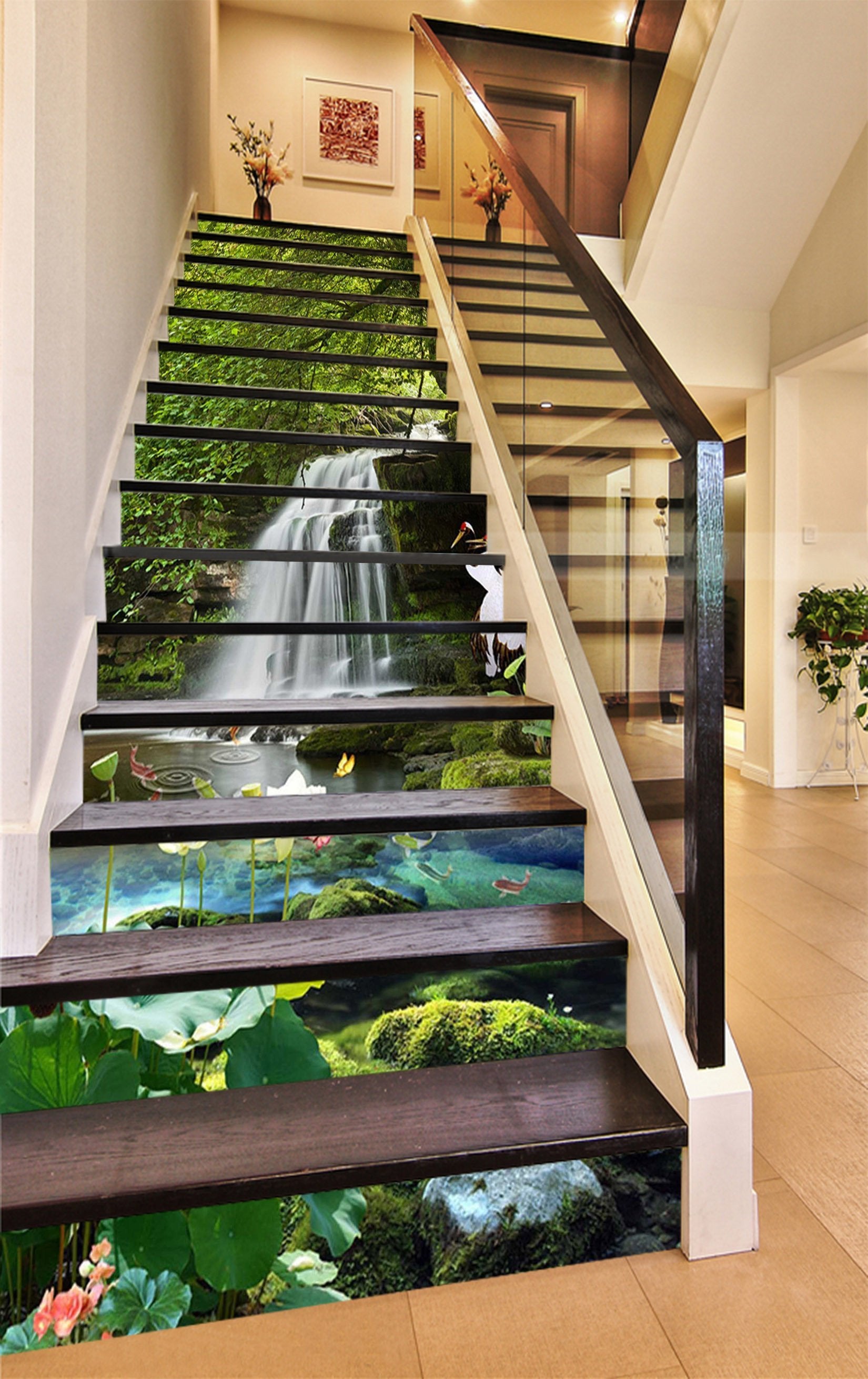 3D Waterfall Charme 1361 Stair Risers Wallpaper AJ Wallpaper 