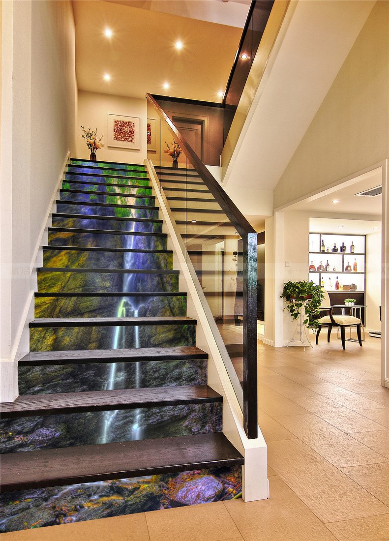 3D Cliff Flowing Streams 488 Stair Risers Wallpaper AJ Wallpaper 