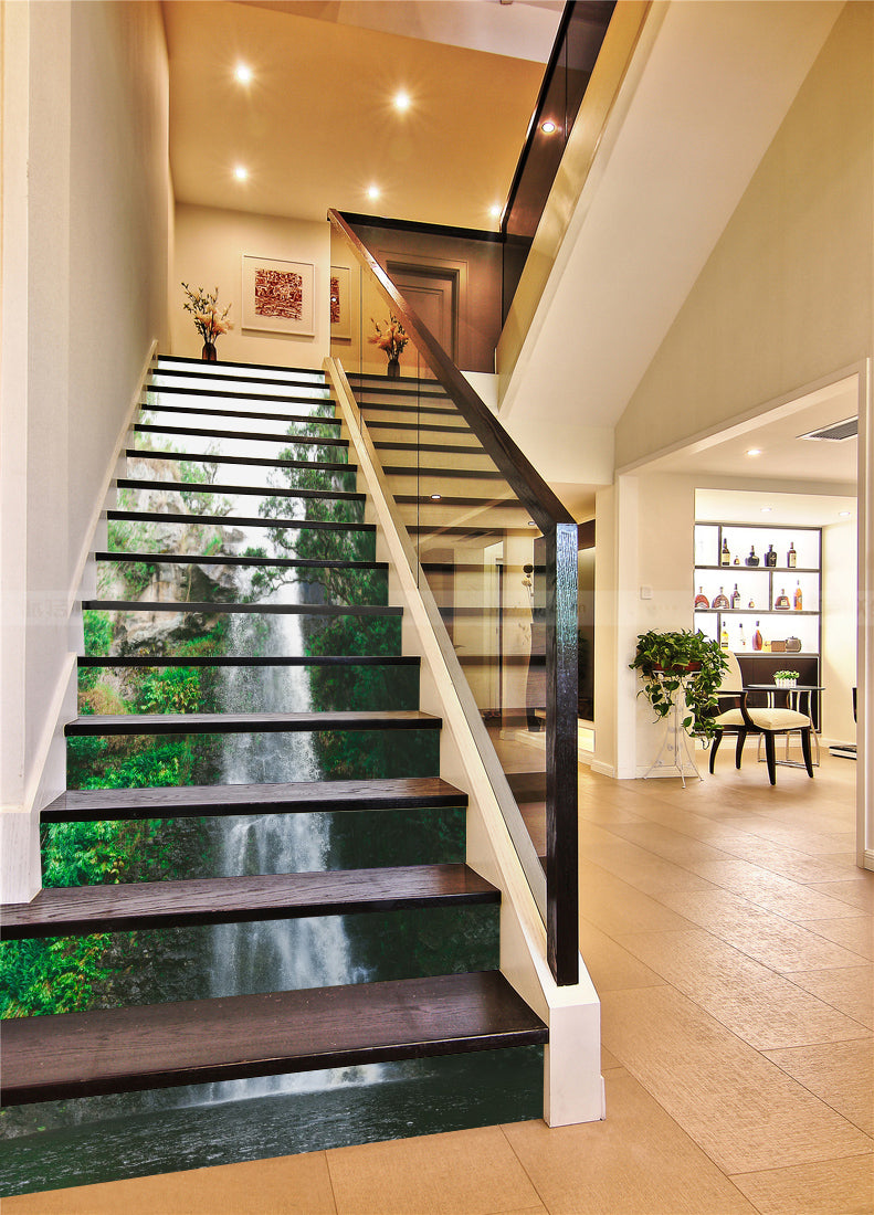 3D Beautiful Clear Waterfall 141 Stair Risers