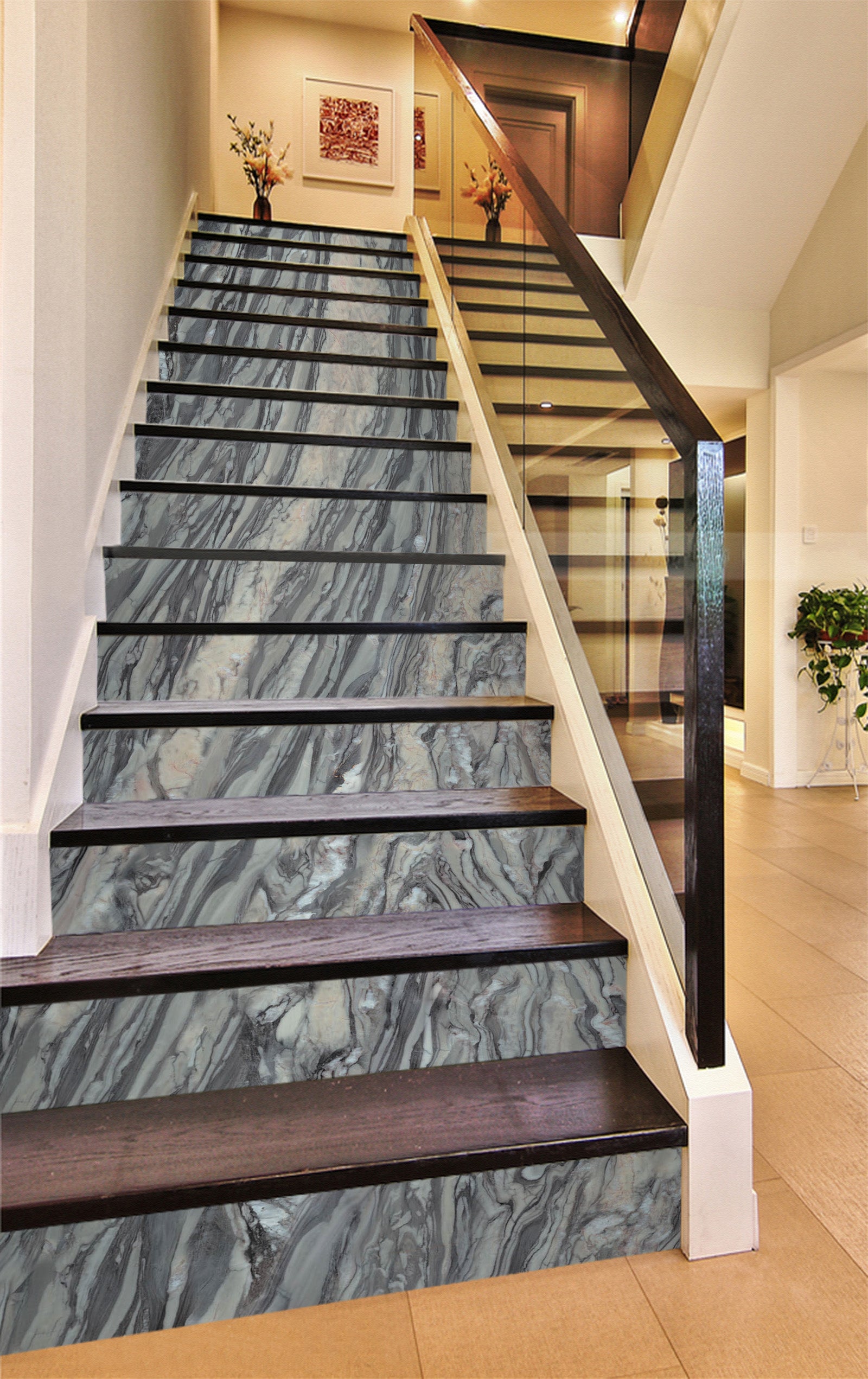 3D Black Elegant Texture 573 Stair Risers