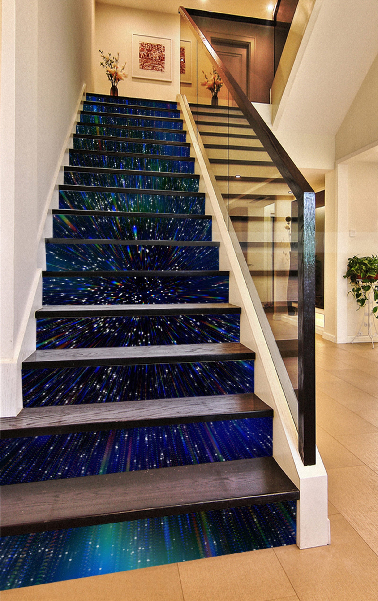 3D Dark Blue Starry Sky 270 Stair Risers