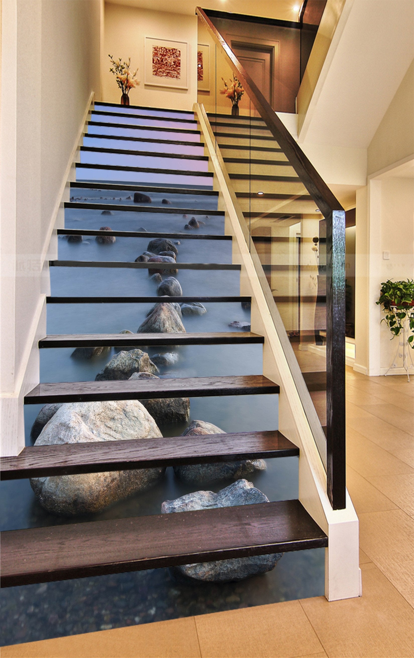 3D Vast Sea Stones 863 Stair Risers Wallpaper AJ Wallpaper 