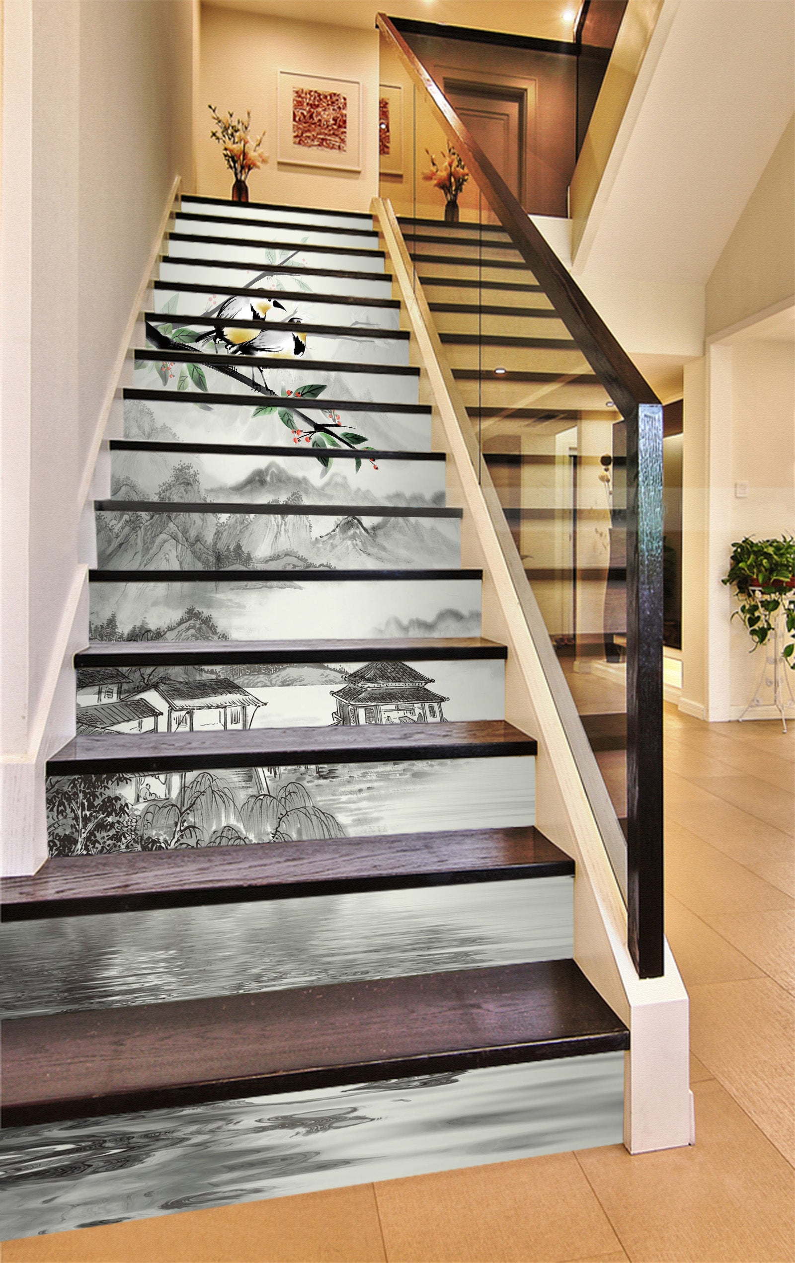3D Light Ink Landscape 578 Stair Risers