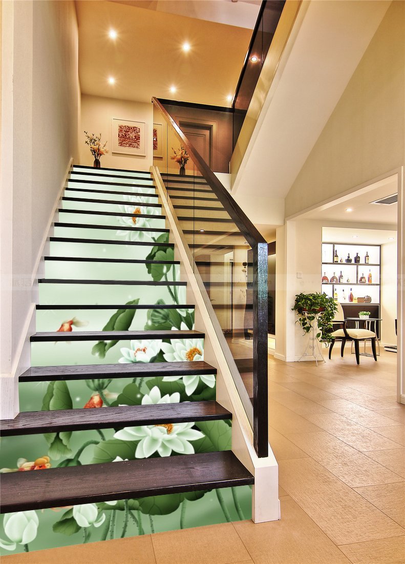3D Lotus Flower 972 Stair Risers Wallpaper AJ Wallpaper 