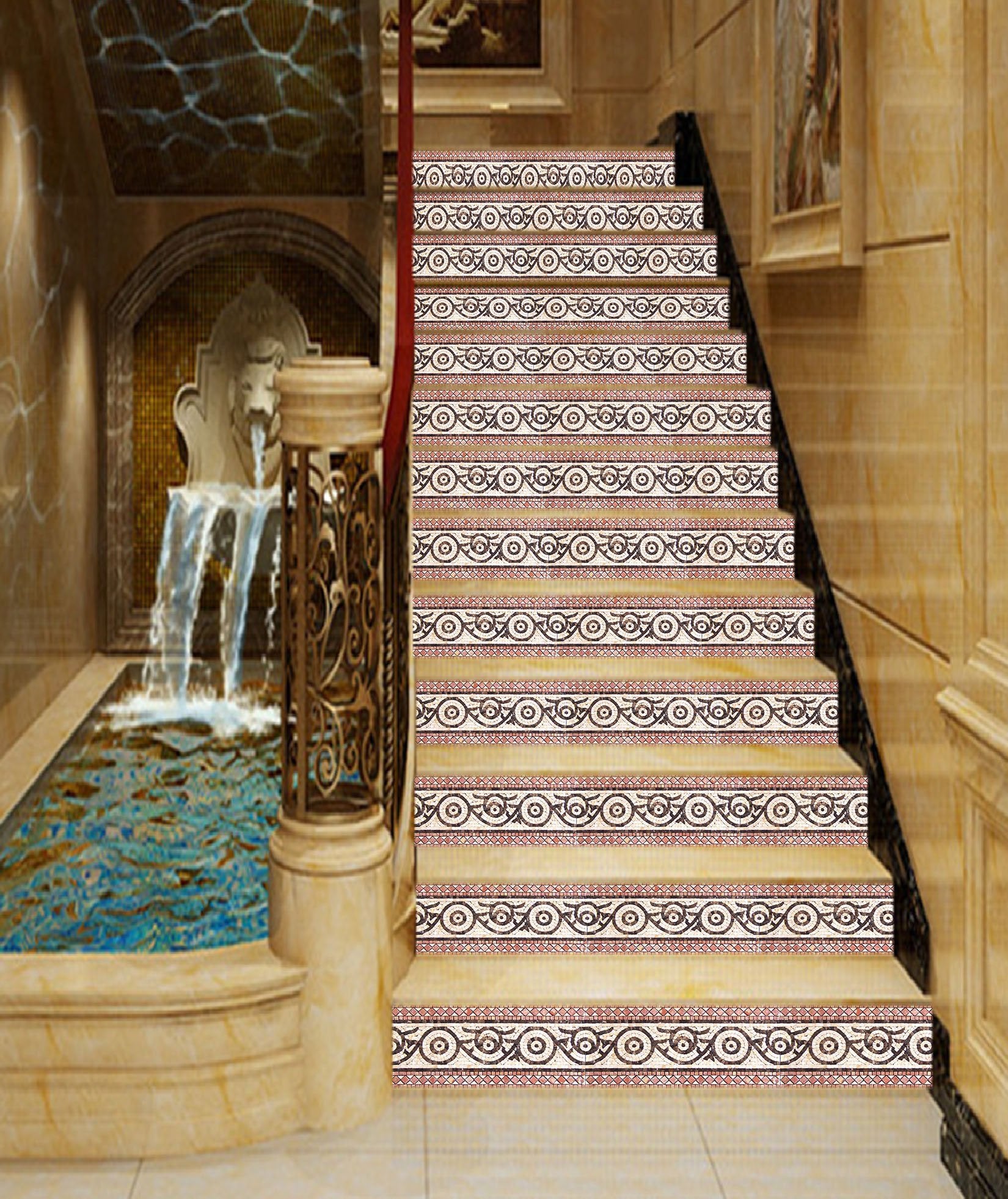 3D Fancy Borders IN Printing 33 Stair Risers Wallpaper AJ Wallpaper 