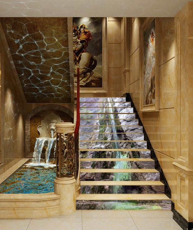 3D Rocky Cliffs Flowing Water 114 Stair Risers Wallpaper AJ Wallpaper 