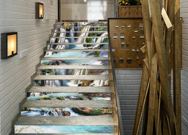 3D Wide River Waterfalls 63 Stair Risers Wallpaper AJ Wallpaper 