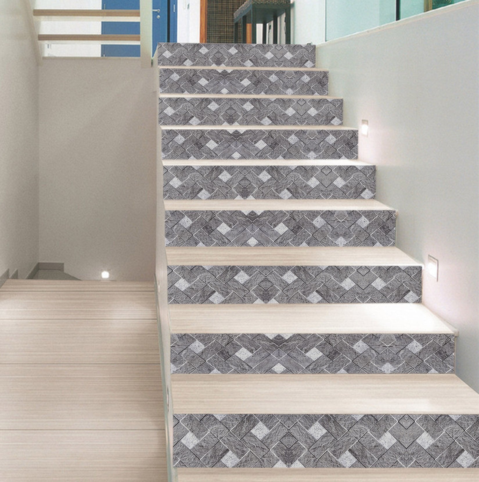 3D Gray Rectangle Mosaic 164 Marble Tile Texture Stair Risers Wallpaper AJ Wallpaper 