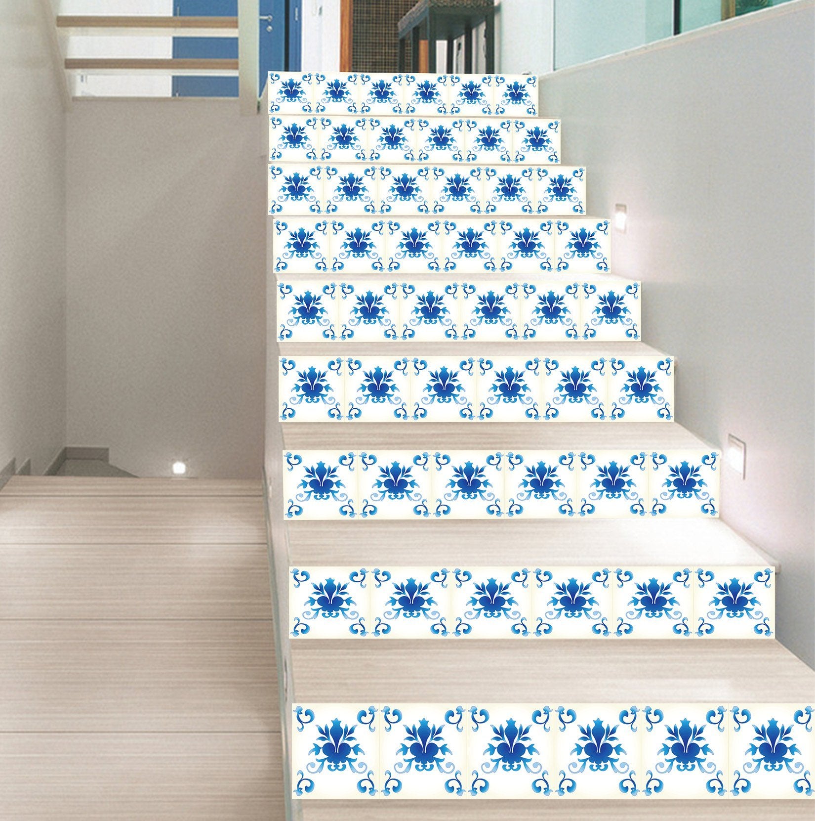3D Blue Broken Flowers 632 Stair Risers Wallpaper AJ Wallpaper 