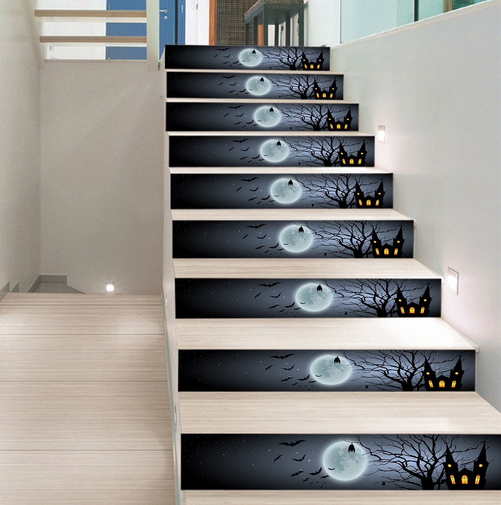 3D Silent Moonlit Night 649 Stair Risers