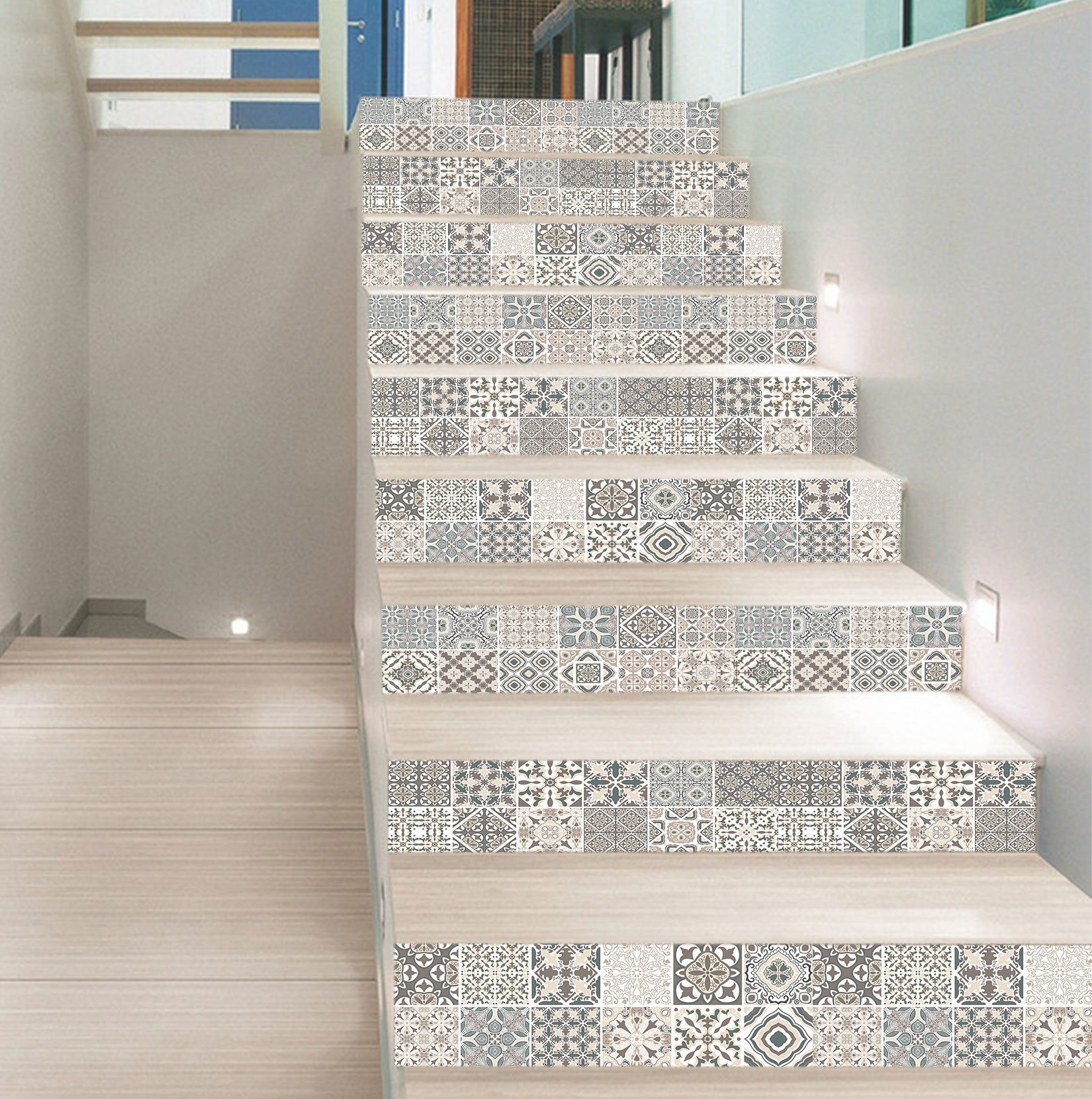 3D Vintage Mosaic 465 Marble Tile Texture Stair Risers Wallpaper AJ Wallpaper 