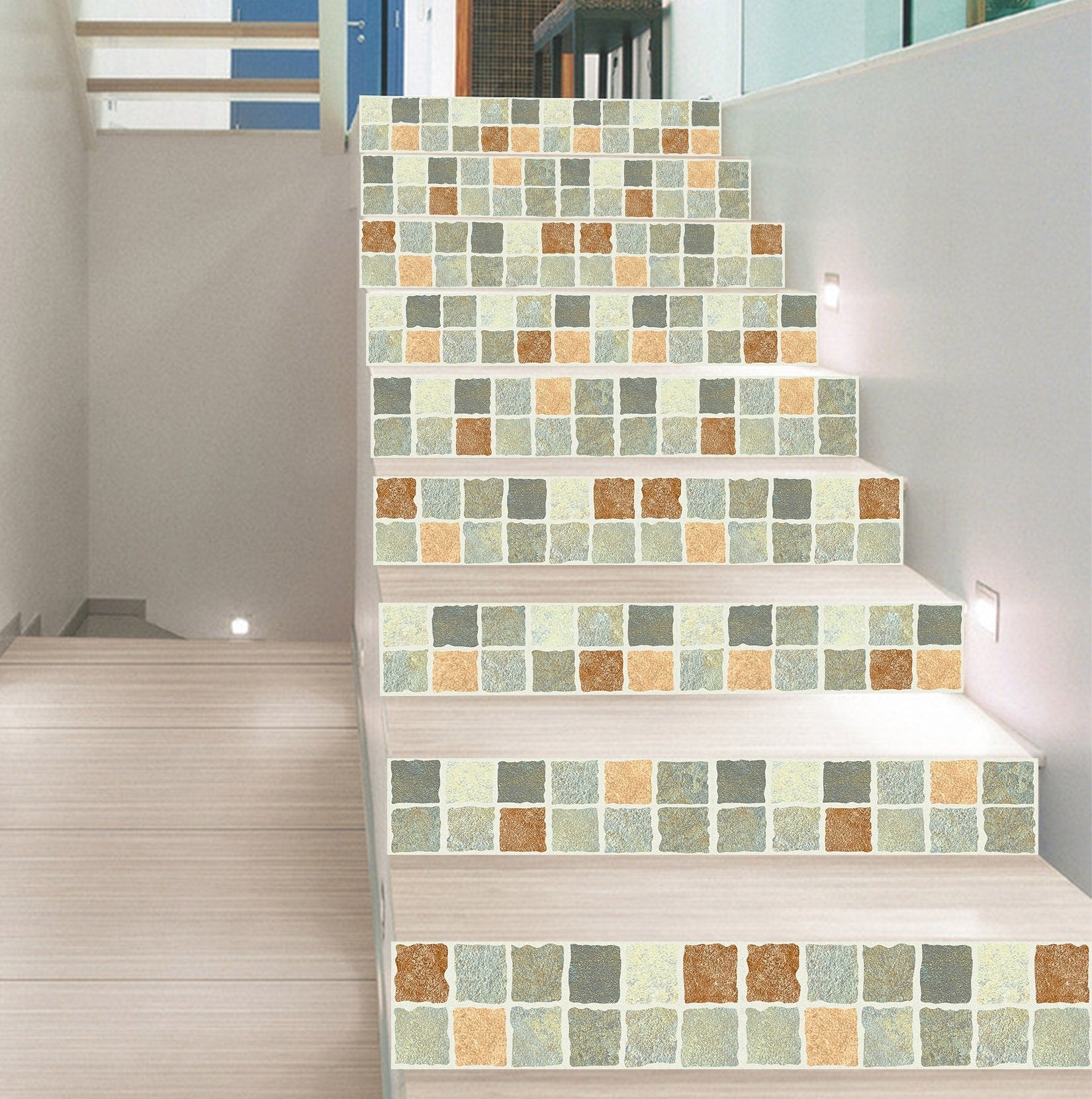 3D Green Gird 366 Stair Risers Wallpaper AJ Wallpaper 