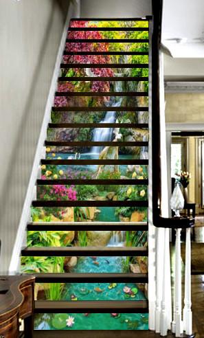 3D Pretty Lake Scenery 777 Stair Risers Wallpaper AJ Wallpaper 