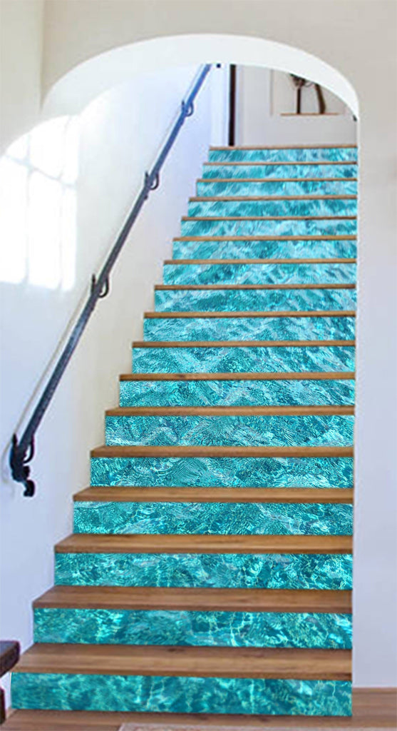 3D Crystal Clear Sea Water 810 Stair Risers | AJ Wallpaper