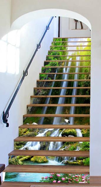 3D Pretty Waterfalls 779 Stair Risers Wallpaper AJ Wallpaper 