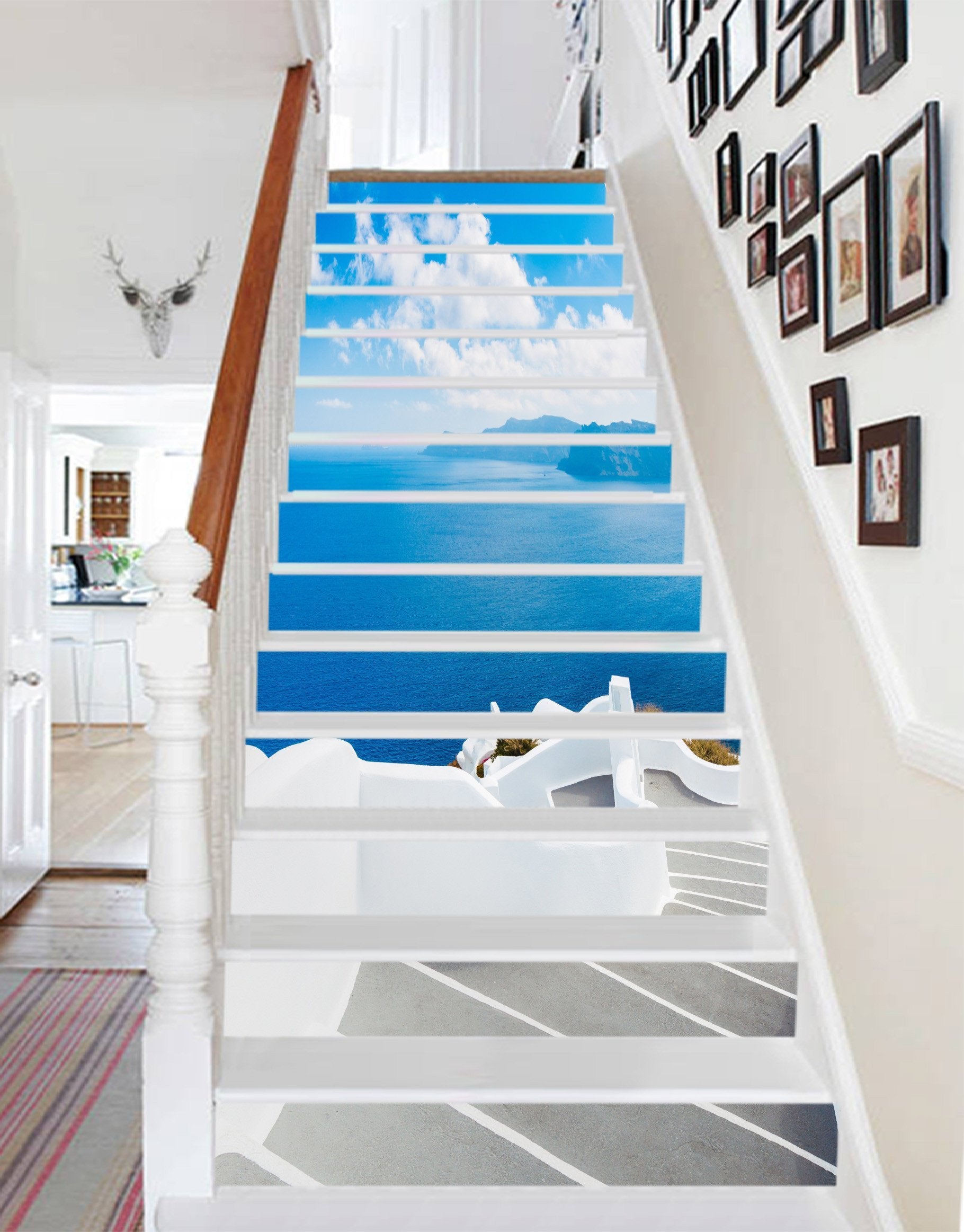 3D Seaside Stairs 1317 Stair Risers Wallpaper AJ Wallpaper 