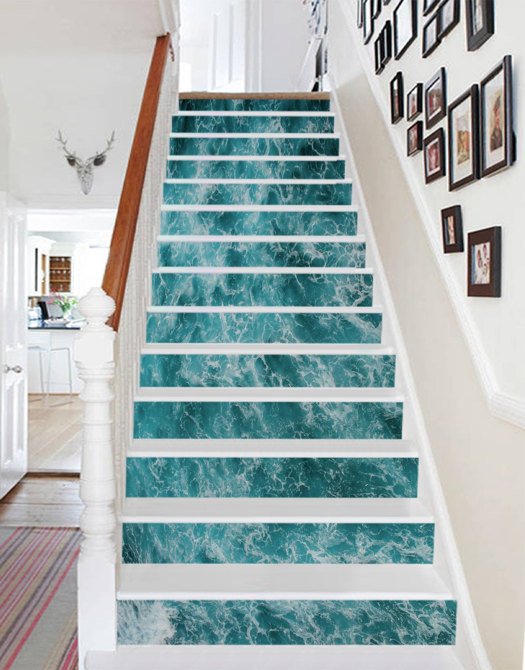 3D Blue Sea Ripples 881 Stair Risers Wallpaper AJ Wallpaper 