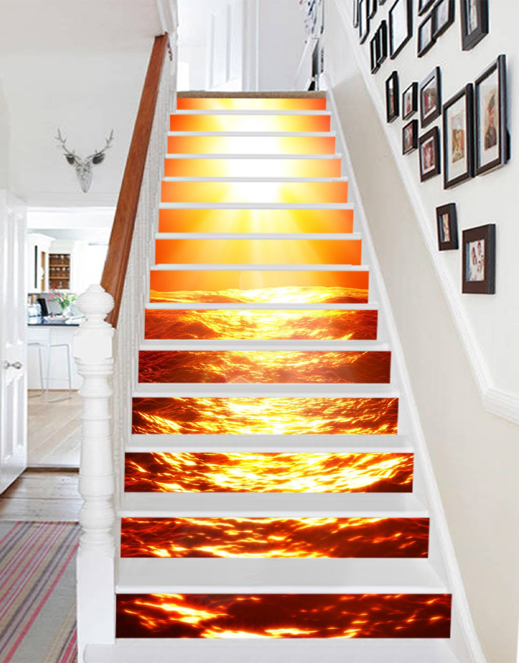 3D Turbulent Sea Bright Sun 889 Stair Risers Wallpaper AJ Wallpaper 
