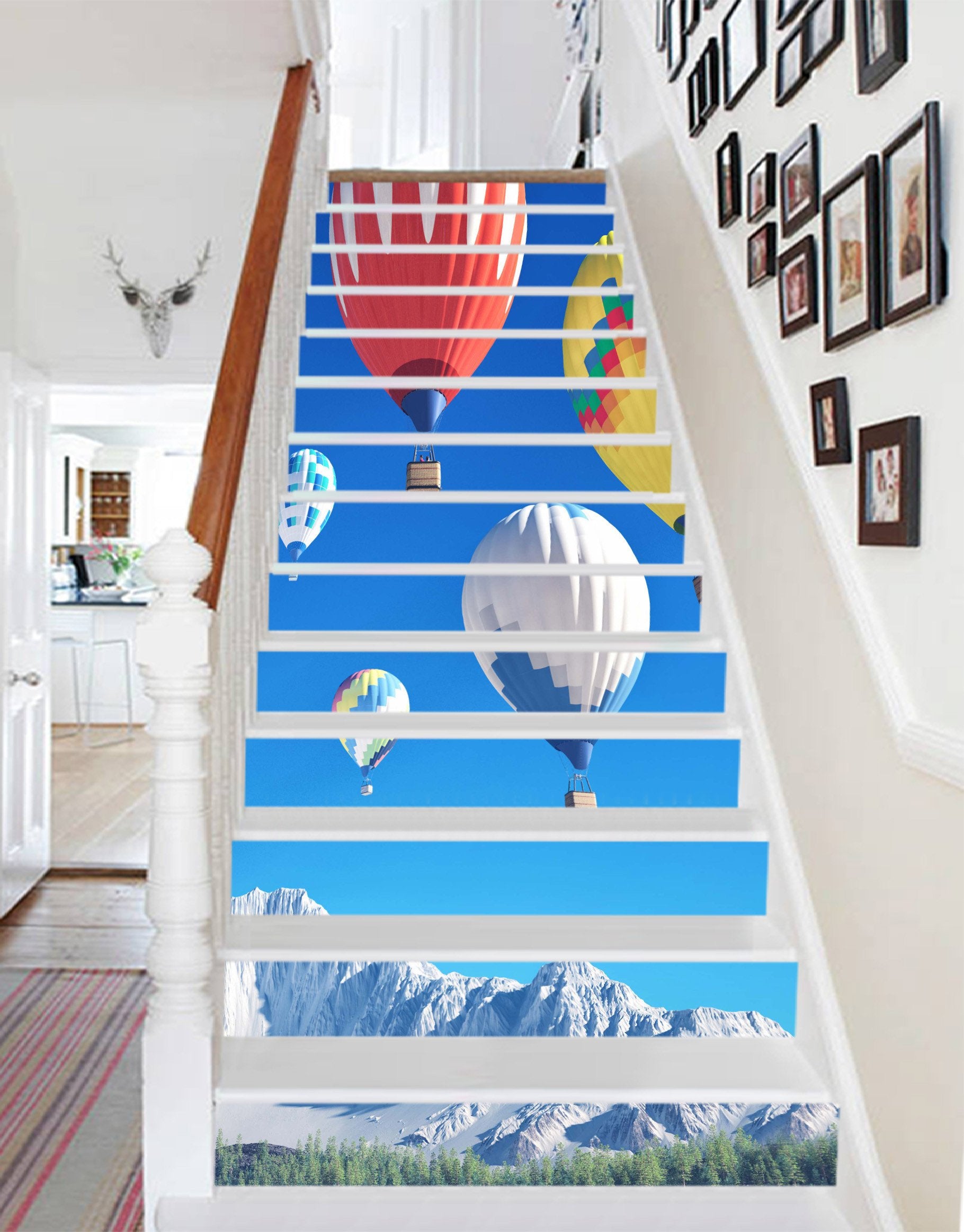 3D Hot Air Balloons 849 Stair Risers Wallpaper AJ Wallpaper 