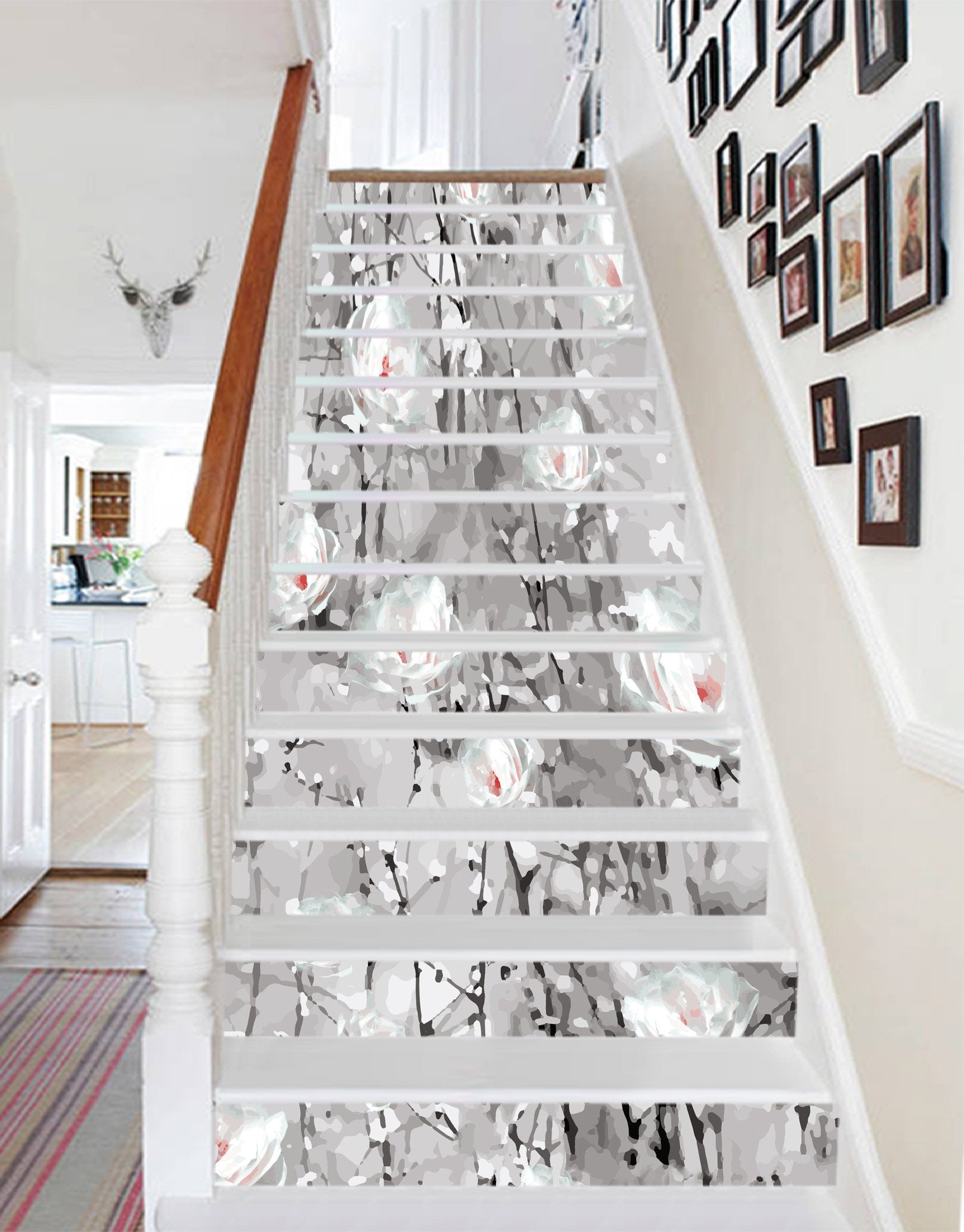 3D Elegant Flowers Painting 704 Stair Risers Wallpaper AJ Wallpaper 