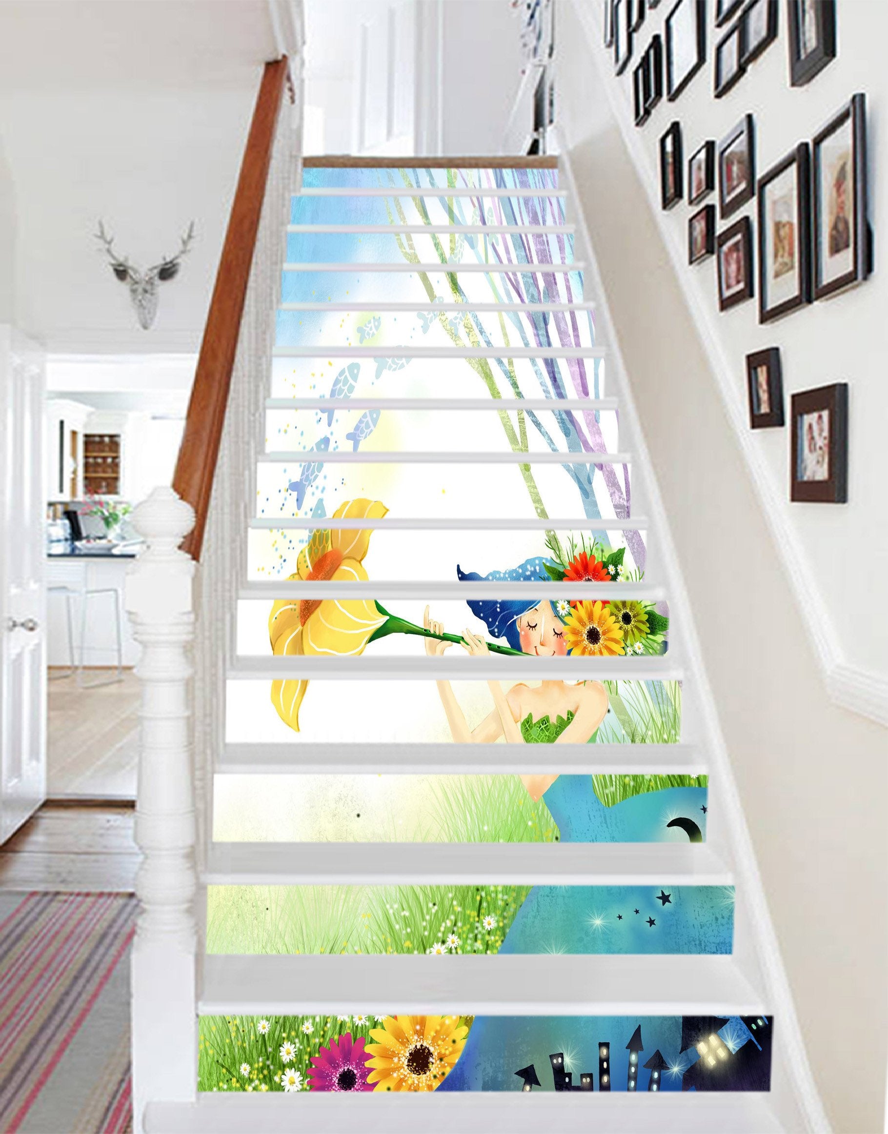 3D Beautiful Flower Fairy 1103 Stair Risers Wallpaper AJ Wallpaper 