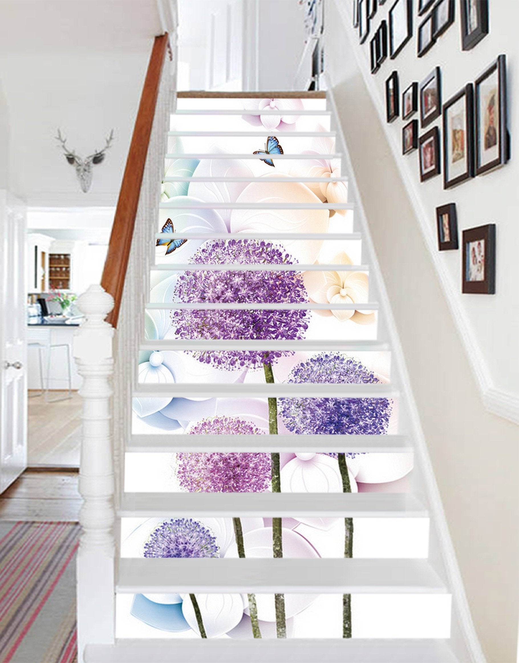 3D Flowers Butterflies 1539 Stair Risers Wallpaper AJ Wallpaper 