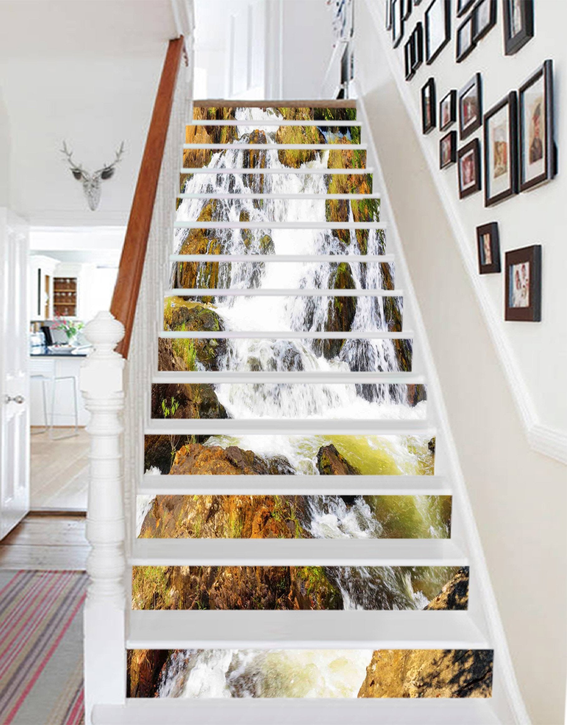 3D Mountain Spring River 403 Stair Risers Wallpaper AJ Wallpaper 