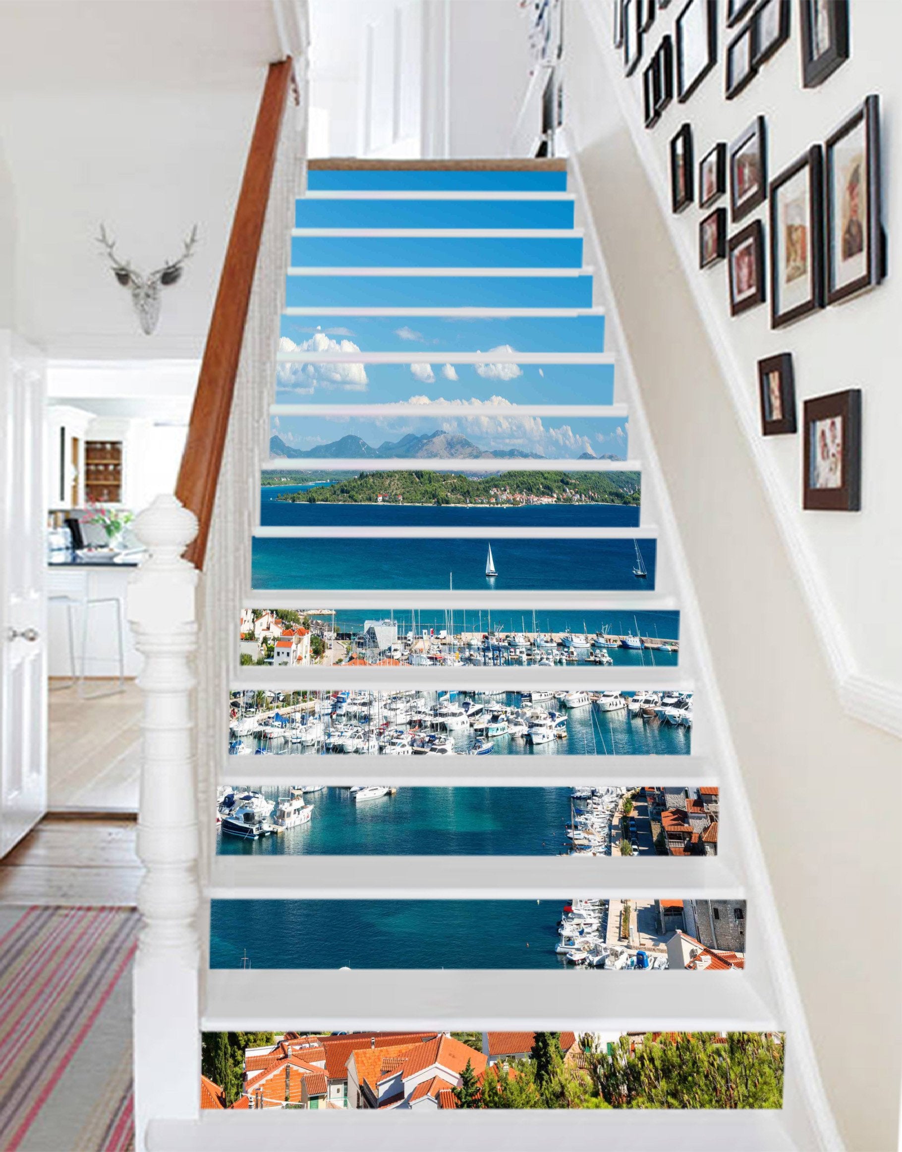 3D Pretty Harbour City 842 Stair Risers Wallpaper AJ Wallpaper 