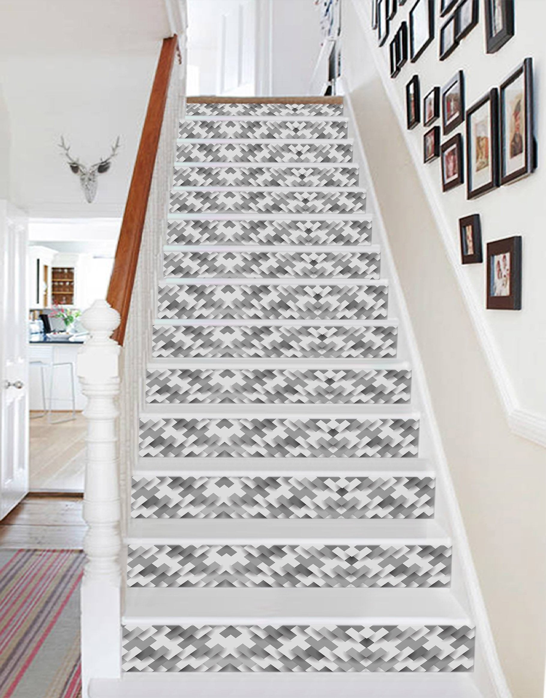 3D Rectangular Mosaic 32154 Marble Tile Texture Stair Risers Wallpaper AJ Wallpaper 