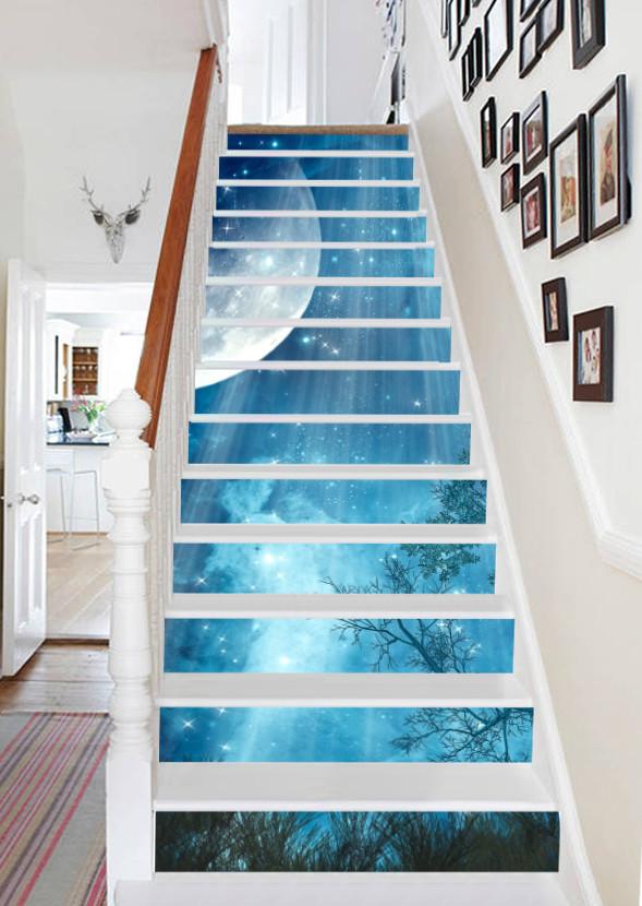 3D Forest Shining Sky 701 Stair Risers Wallpaper AJ Wallpaper 