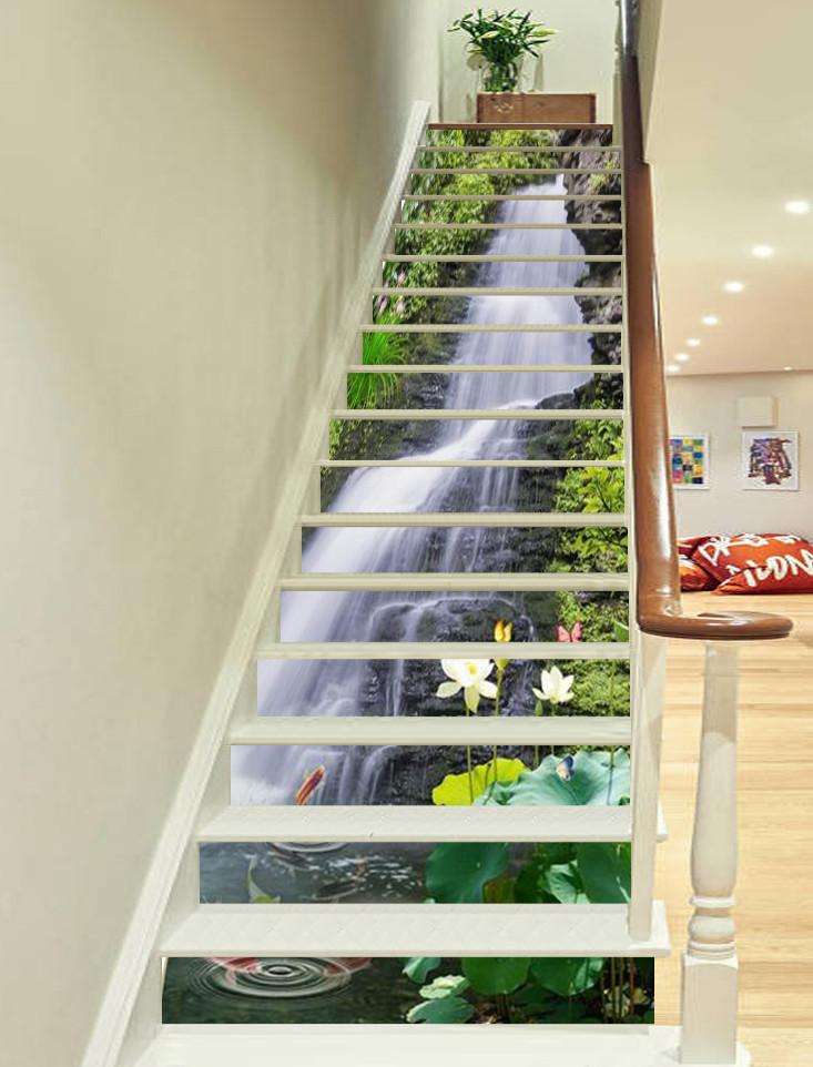 3D Turbulent Stream 776 Stair Risers Wallpaper AJ Wallpaper 