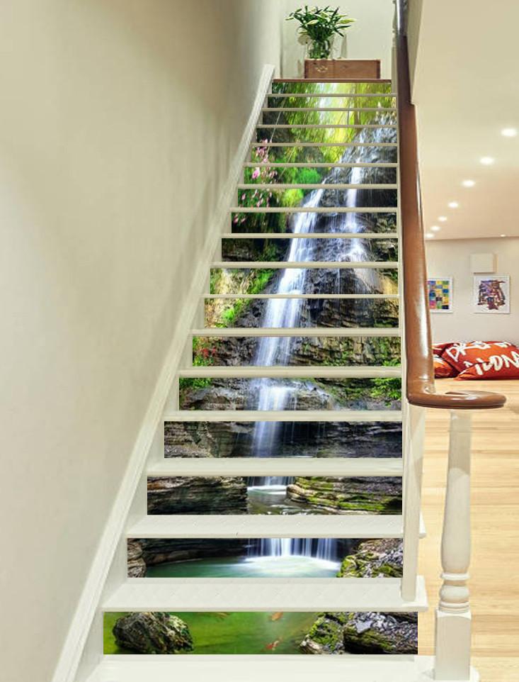 3D Mountain Stream 578 Stair Risers Wallpaper AJ Wallpaper 